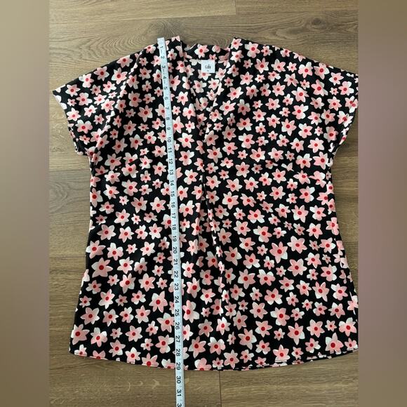 Cabi Harmony Retro Pink Floral V-Neck Blouse #5347 Size Medium - Picture 8 of 10